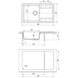 Кухонная мойка + смеситель Dr.Gans Techno 860+SanDonna F7073 (Black) Thumb