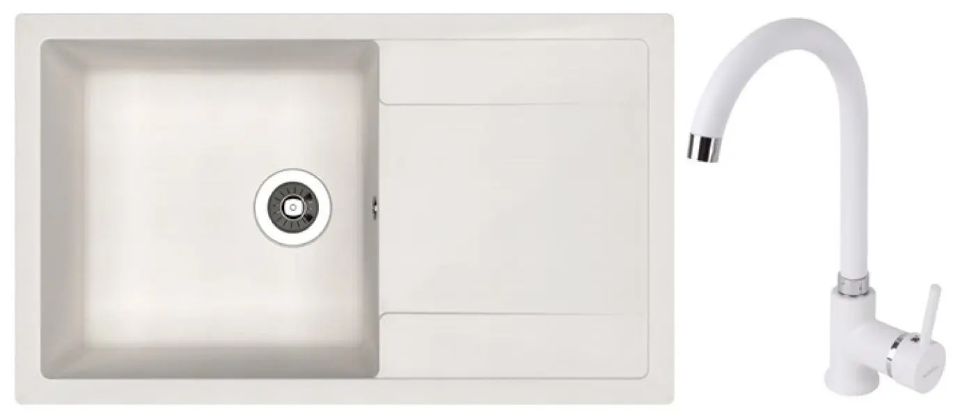Кухонная мойка + смеситель Dr.Gans Techno 860+SanDonna F7073 (White)