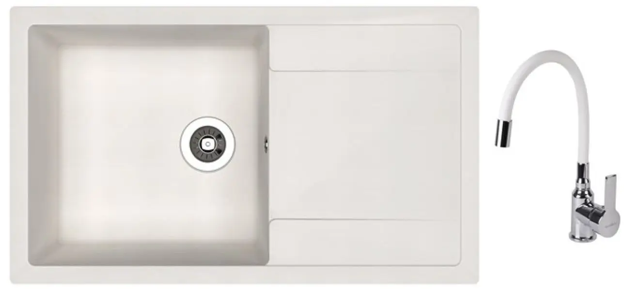 Кухонная мойка + смеситель Dr.Gans Techno 860+SanDonna F9995 (White)