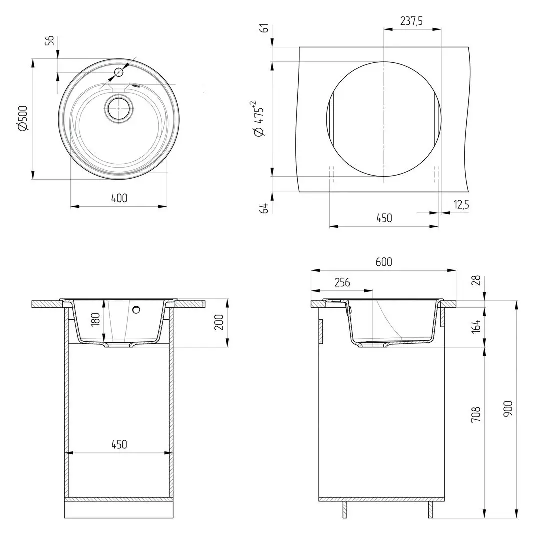 Кухонная мойка Elefant E-11-309 (Dark Gray) - 3