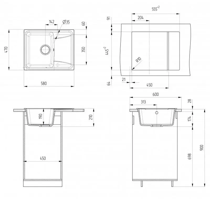 Кухонная мойка Elefant E-21-309 (Dark Gray) - 3