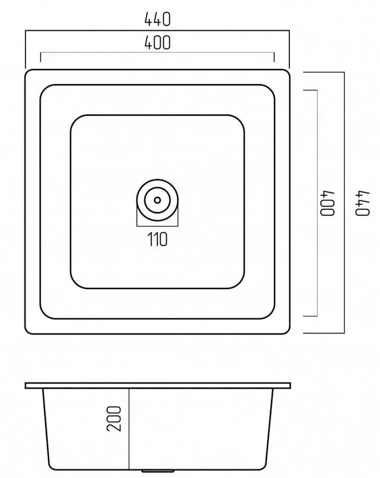 Chiuveta Elefant Premium Ruba 4040 (Metallic Black)