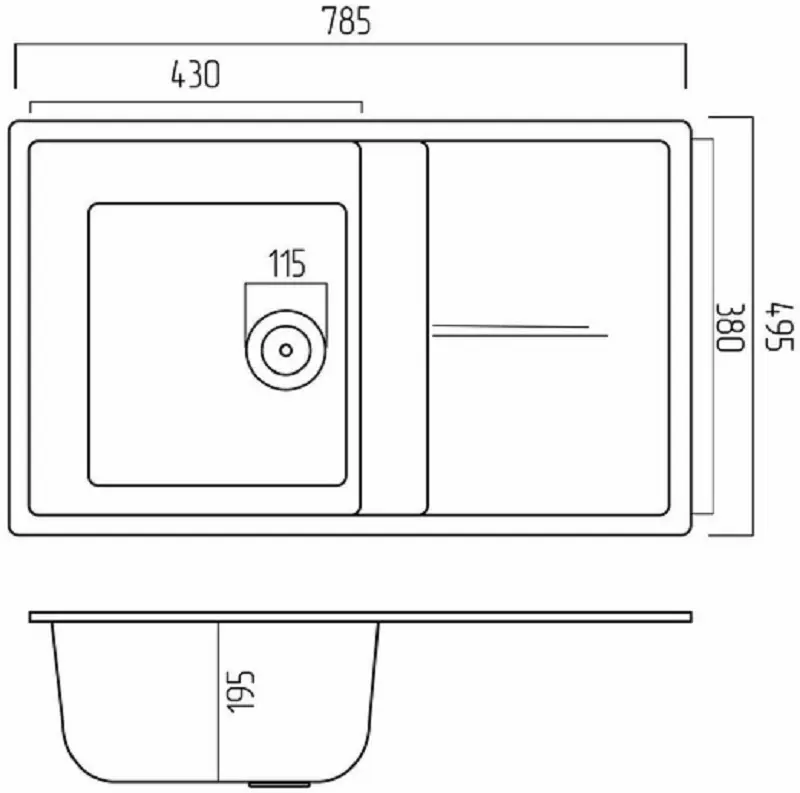 Chiuveta Elefant Premium Selena 7950 (Anthracite)