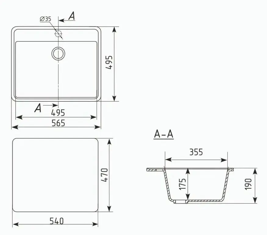 Кухонная мойка Elefant Standart E-565-3 (Grey) - 3