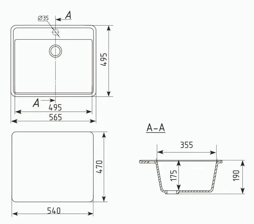 Кухонная мойка Elefant Standart E-565-4 (Black) - 2