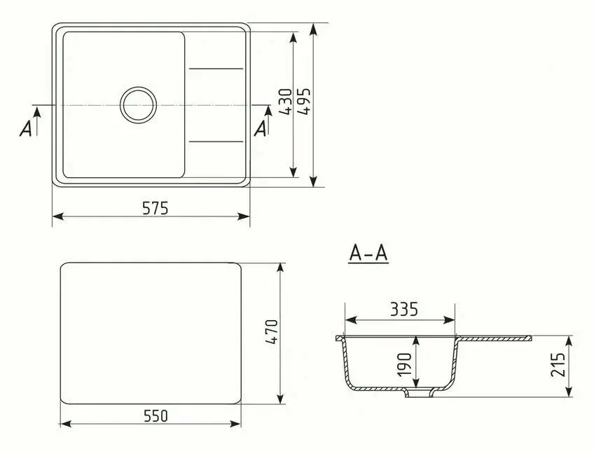 Кухонная мойка Elefant Standart E-575-3 (Grey) - 2