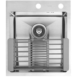 Chiuveta de bucatarie cu baterie, dozator si picurator Fabiano 50x43 (Satin)