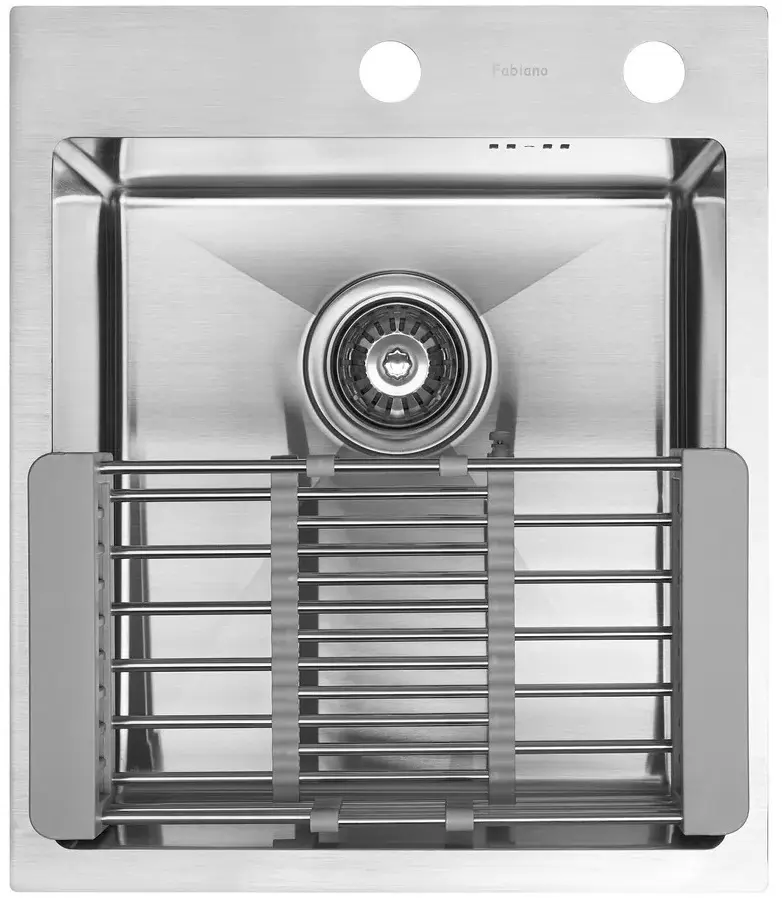 Chiuveta de bucatarie cu baterie, dozator si picurator Fabiano 50x43 (Satin)