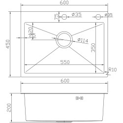 Кухонная мойка cо смесителем, дозатором и корзиной Fabiano 60x45 (Satin) Thumb