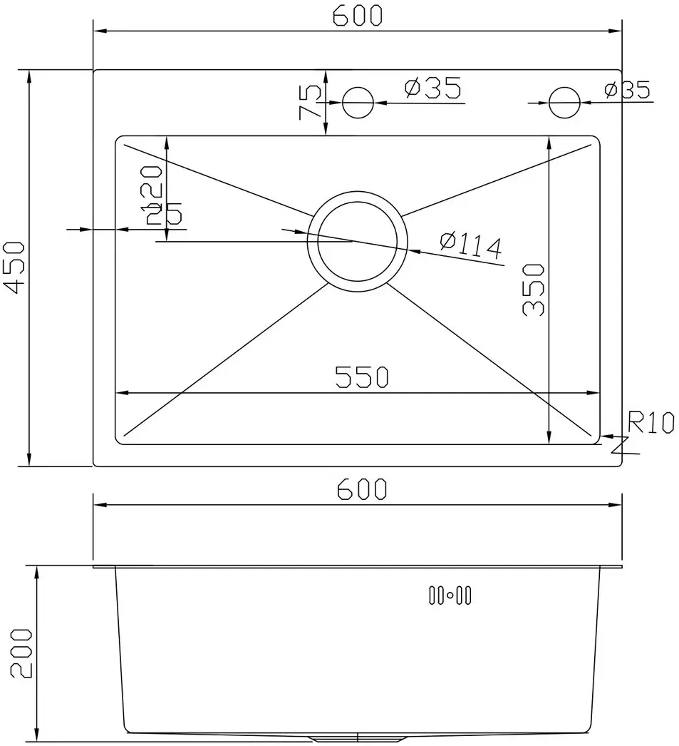 Кухонная мойка cо смесителем, дозатором и корзиной Fabiano 60x45 (Satin)