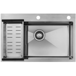 Chiuveta de bucatarie cu baterie, dozator si picurator Fabiano 70x45 (Satin)