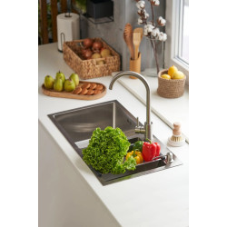 Кухонная мойка cо смесителем, дозатором и корзиной Fabiano 78x43 (Satin) Thumb