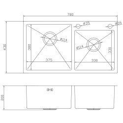 Кухонная мойка cо смесителем, дозатором и корзиной Fabiano 78x43 (Satin) Thumb