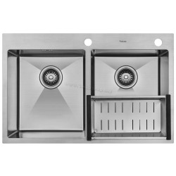 Chiuveta de bucatarie cu baterie, dozator si picurator Fabiano 78x50 (Satin)