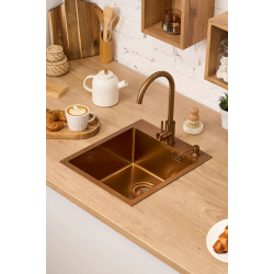 Кухонная мойка cо смесителем и дозатором Fabiano Nano PVD 50x43 (Bronze) Thumb