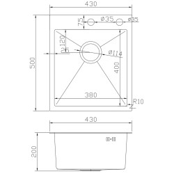 Кухонная мойка cо смесителем и дозатором Fabiano Nano PVD 50x43 (Bronze) Thumb