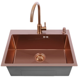 Chiuveta de bucatarie cu baterie si dozator Fabiano Nano PVD 60x45 (Bronze)