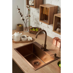 Chiuveta de bucatarie cu baterie si dozator Fabiano Nano PVD 60x45 (Bronze) Thumb