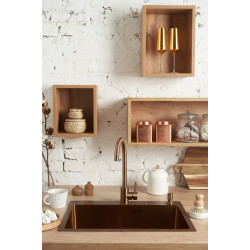 Chiuveta de bucatarie cu baterie si dozator Fabiano Nano PVD 60x45 (Bronze) Thumb