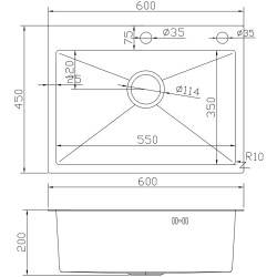 Chiuveta de bucatarie cu baterie si dozator Fabiano Nano PVD 60x45 (Bronze) Thumb