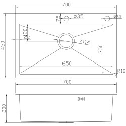 Кухонная мойка cо смесителем и дозатором Fabiano Nano PVD 70x45 (Black) Thumb