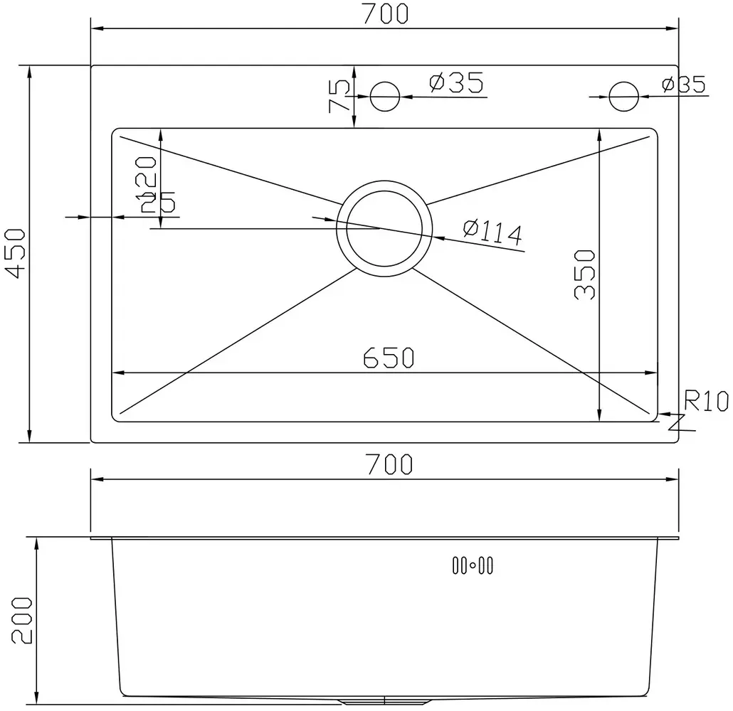 Кухонная мойка cо смесителем и дозатором Fabiano Nano PVD 70x45 (Black)
