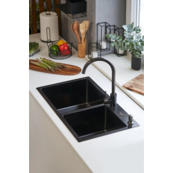 Кухонная мойка cо смесителем и дозатором Fabiano Nano PVD 78x43 (Black) Thumb