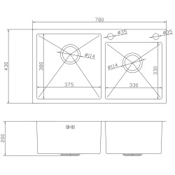 Кухонная мойка cо смесителем и дозатором Fabiano Nano PVD 78x43 (Black) Thumb