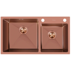 Chiuveta de bucatarie cu baterie si dozator Fabiano Nano PVD 78x43 (Bronze) Thumb