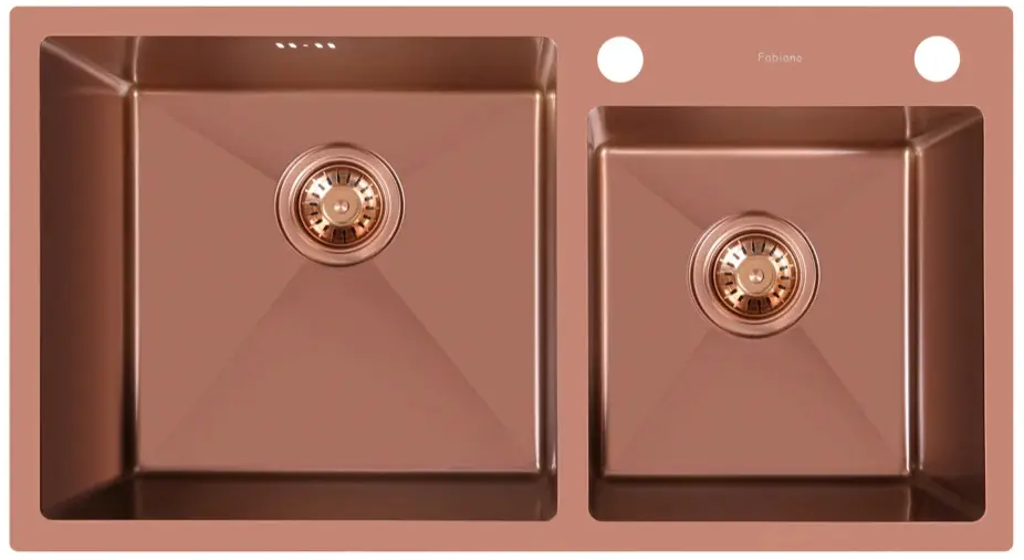 Chiuveta de bucatarie cu baterie si dozator Fabiano Nano PVD 78x43 (Bronze)