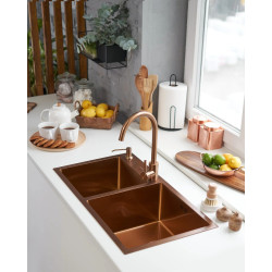 Chiuveta de bucatarie cu baterie si dozator Fabiano Nano PVD 78x43 (Bronze) Thumb