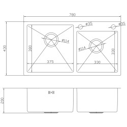 Кухонная мойка cо смесителем и дозатором Fabiano Nano PVD 78x43 (Gold) Thumb