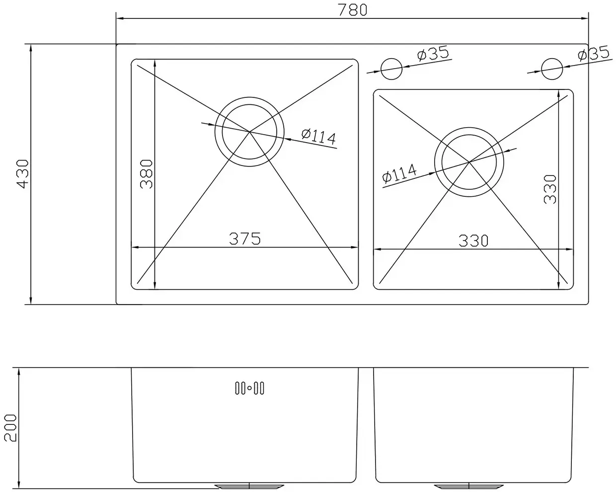 Кухонная мойка cо смесителем и дозатором Fabiano Nano PVD 78x43 (Gold)