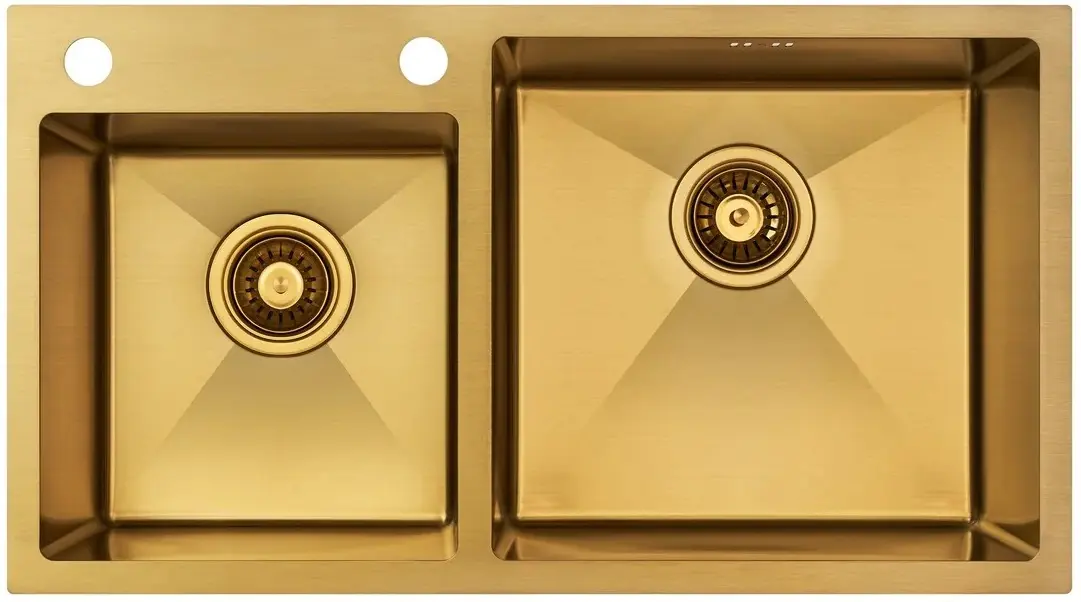 Кухонная мойка cо смесителем и дозатором Fabiano Nano PVD 78x43 (Gold)