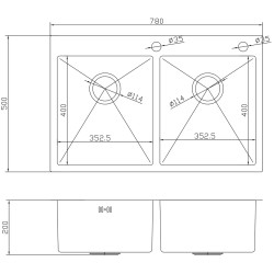 Кухонная мойка cо смесителем и дозатором Fabiano Nano PVD 78x50 (Black) Thumb