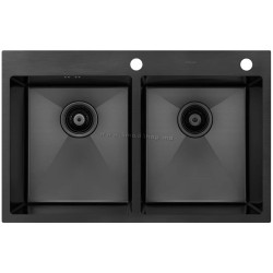 Chiuveta de bucătărie cu baterie si dozator Fabiano Nano PVD 78x50 (Black)