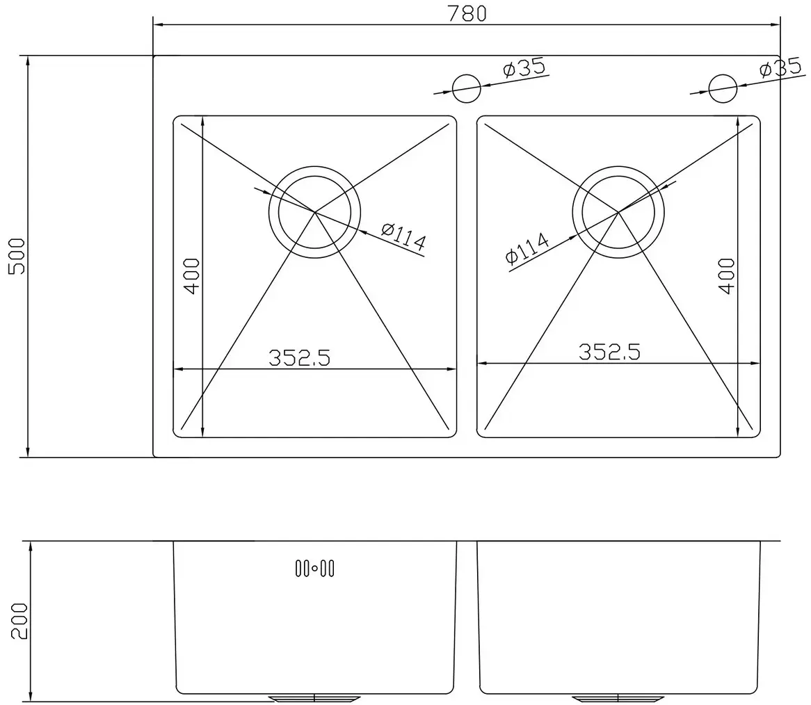 Кухонная мойка cо смесителем и дозатором Fabiano Nano PVD 78x50 (Bronze)