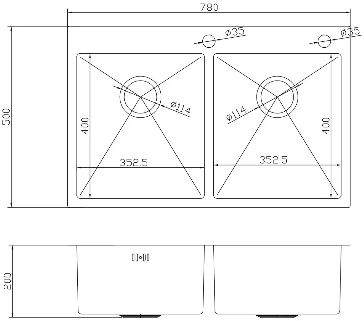 Chiuveta de bucatarie cu baterie si dozator Fabiano Nano PVD 78x50 (Gold)