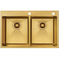 Chiuveta de bucatarie cu baterie si dozator Fabiano Nano PVD 78x50 (Gold)