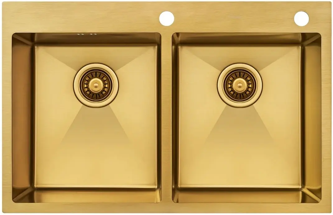 Chiuveta de bucatarie cu baterie si dozator Fabiano Nano PVD 78x50 (Gold)