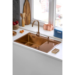 Chiuveta de bucatarie cu baterie si dozator Fabiano Nano PVD 78x51 (Bronze) Thumb