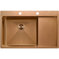 Chiuveta de bucatarie cu baterie si dozator Fabiano Nano PVD 78x51 (Bronze)