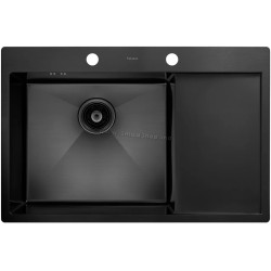 Chiuveta de bucatarie cu baterie si dozator Fabiano Nano PVD 78x51 R (Black)