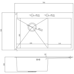 Chiuveta de bucatarie cu baterie si dozator Fabiano Nano PVD 78x51 R (Gold) Thumb