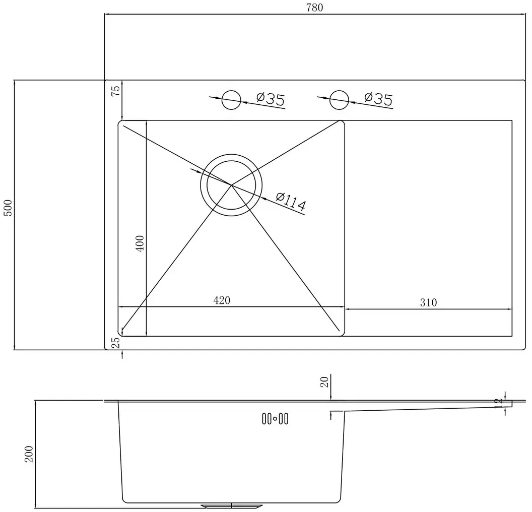 Chiuveta de bucatarie cu baterie si dozator Fabiano Nano PVD 78x51 R (Gold)