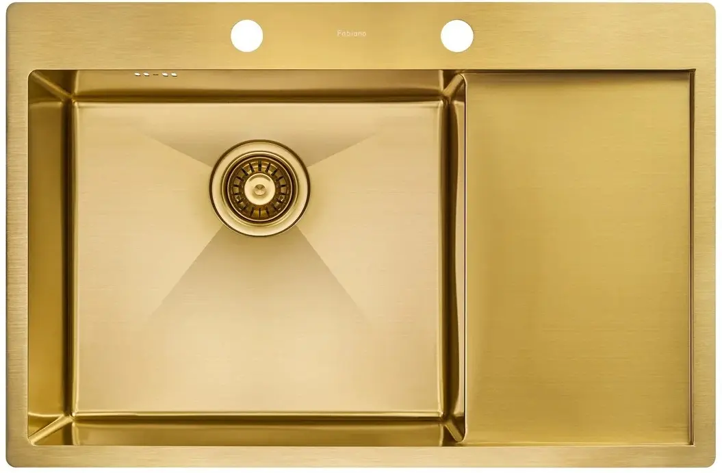 Chiuveta de bucatarie cu baterie si dozator Fabiano Nano PVD 78x51 R (Gold)