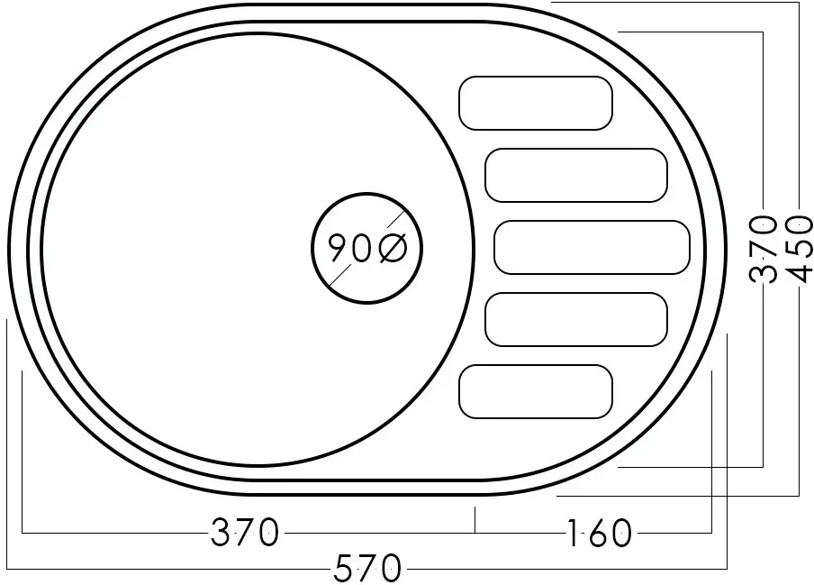 Chiuveta Fabiano 57x45cm R (Inox)