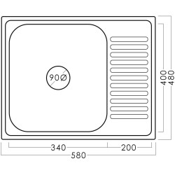 Мойка Fabiano 58х48cm R (Inox) Thumb