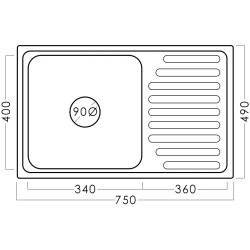 Мойка Fabiano 75x49cm R (Inox) Thumb