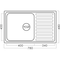 Chiuveta Fabiano 78х48cm L (Inox) Thumb